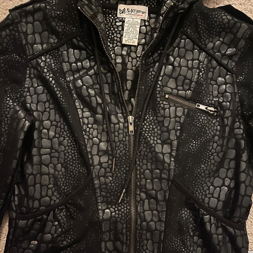 Black Shiny Zip Up - Picture 3 of 8